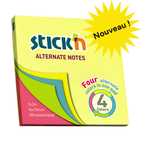 Stick'n memoblok fluo 76 x 76 mm (100 vellen) 201841 - 1