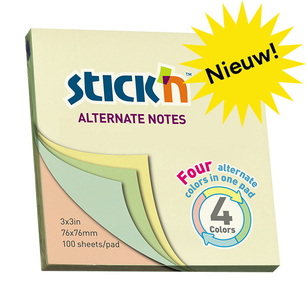 Stick'n memoblok pastel 76 x 76 mm (100 vellen) 21821 201840 - 1