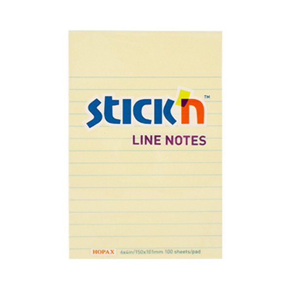 Stick'n notes gelijnd pastel geel 102 x 152 mm 21056 404014 - 1