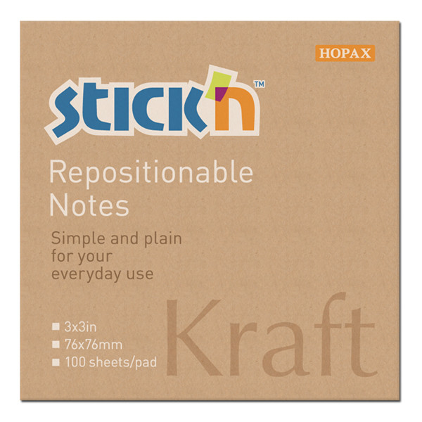 Stick'n zelfklevende notes kraft 76 x 76 mm 21639 400883 - 1