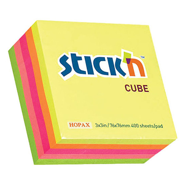 Stick'n zelfklevende notes kubus fluomix 76 x 76 mm 21012 201743 - 1