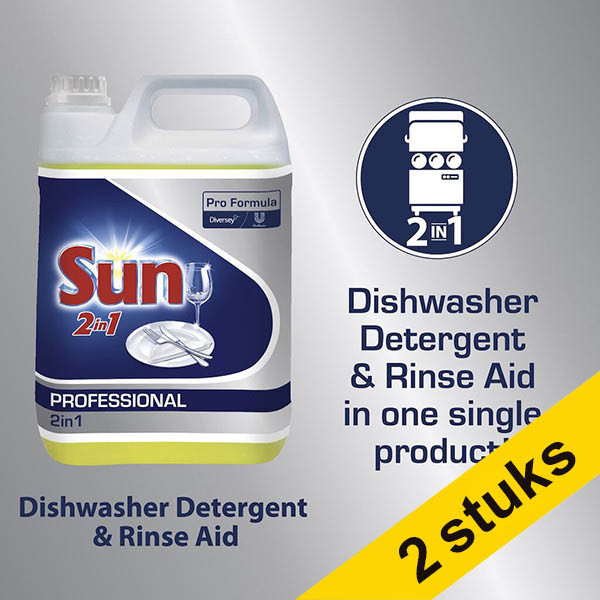 Aanbieding: 2x Sun Professional 2 in 1 Vaatwasmiddel & Spoelglans (5 liter) SSU00264 - 1
