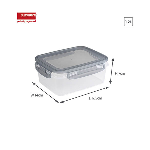Sunware Club Cuisine transparante diepvriesdozen met clips grijs 1,2 liter (3 stuks) 216818 - 2