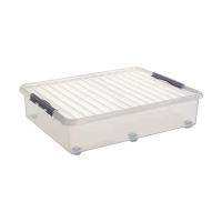 Sunware Q-line transparante rollende opbergdoos 60 liter 75700609 216760