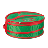 Sunware opbergtas voor kleine kerstkrans Ø 450 x 180 mm groen/rood 216830