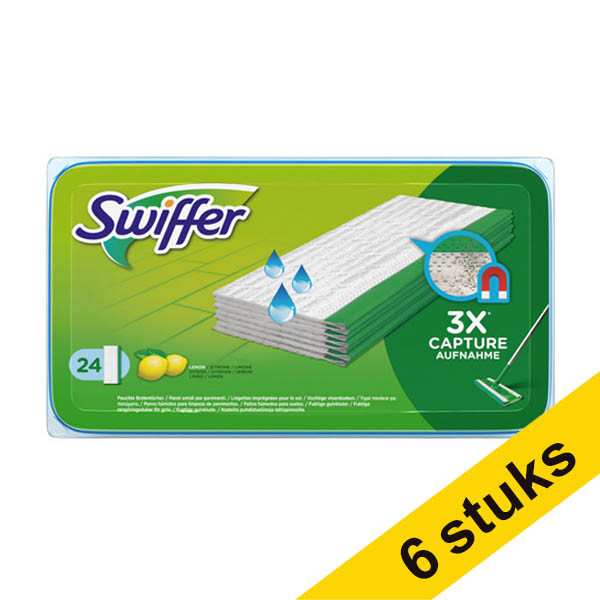 Aanbieding: 6x Swiffer Sweeper navulling vloerdoekjes nat (24 stuks) SSW00551 - 1