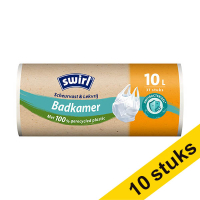 Aanbieding: 10x Swirl vuilniszakken antibacterieel handvat badkamer 10 liter (37 stuks)