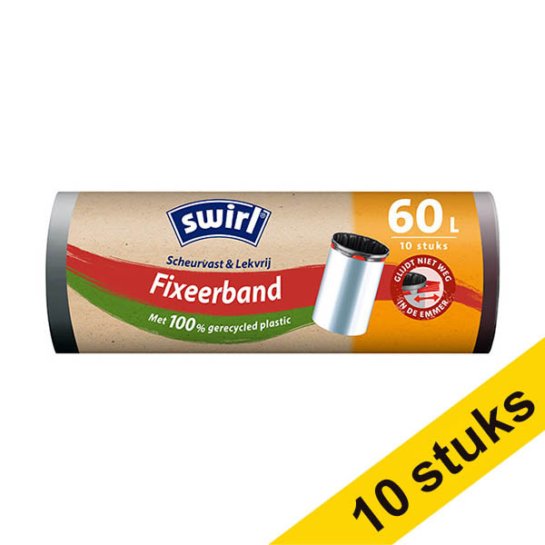 Aanbieding: 10x Swirl vuilniszakken met fixeerband 60 liter (10 stuks) SSW00093 - 1