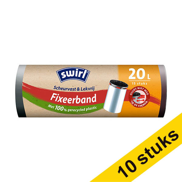 Aanbieding: 10x Swirl vuilniszakken met fixeerband voor pedaalemmers 20 liter (15 stuks) SSW00087 - 1
