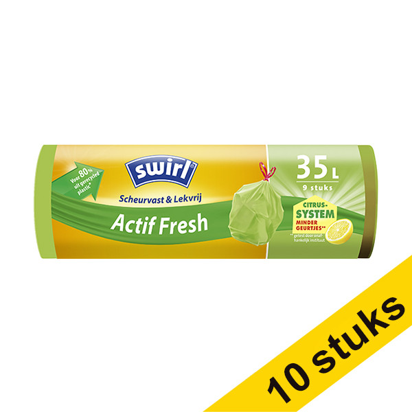 Aanbieding: 10x Swirl vuilniszakken scheurvast & lekvrij ActifFresh 35 liter (9 stuks) SSW00085 - 1