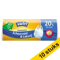 Aanbieding: 10x Swirl vuilniszakken scheurvast & lekvrij met handvatten 20 liter (20 stuks)