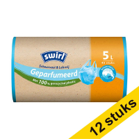 Aanbieding: 12x Swirl vuilniszakken met handvatten voor pedaalemmers geparfumeerd 5 liter (45 stuks) SSW00095