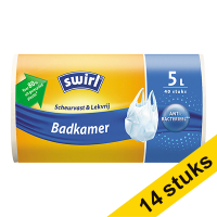 Aanbieding: 14x Swirl vuilniszakken met handvat voor badkamer 5 liter (40 stuks)