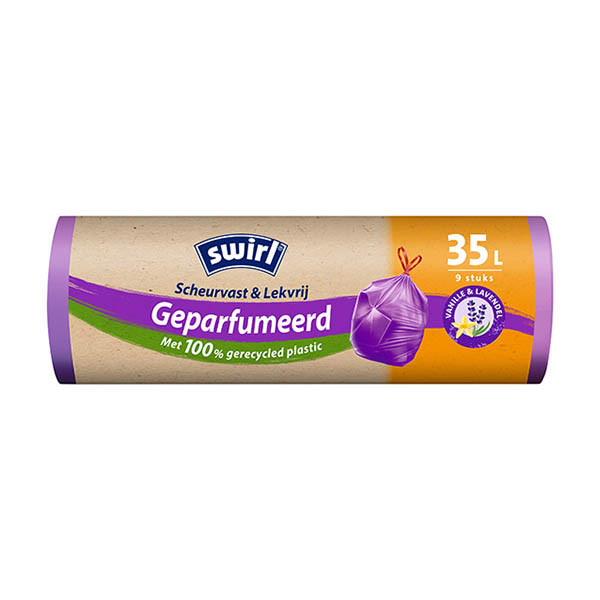 Swirl vuilniszakken met trekband geparfumeerd vanille & lavendel 35 liter (9 stuks) SSW00100 - 1
