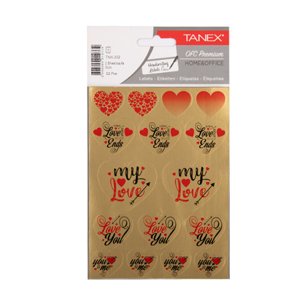 Tanex Love Series stickers harten goud (2 x 16 stuks) TNX-352 404140 - 1