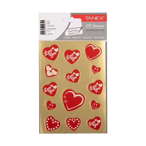 Tanex Love Series stickers harten rood/goud (2 x 14 stuks) TNX-353 404141 - 1