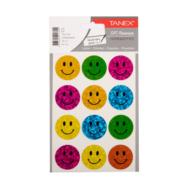 Tanex Smiling Face holografische stickers groot assorti (2 x 20 stuks) TNX-312 404126 - 1
