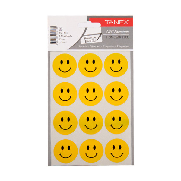 Tanex Smiling Face stickers groot geel (2 x 12 stuks) TNX-313 404127 - 1
