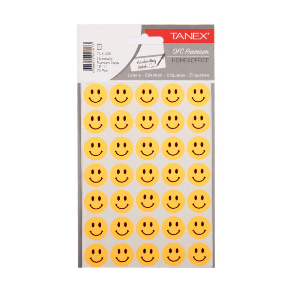 Tanex Smiling Face stickers klein fluo oranje (2 x 35 stuks) TNX-328 404134 - 1