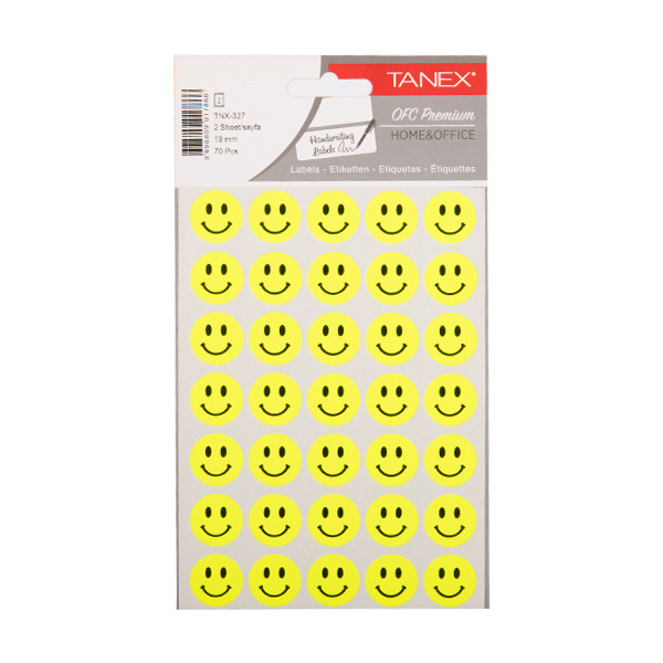 Tanex Smiling Face stickers klein neongeel (2 x 35 stuks) TNX-327 404133 - 1