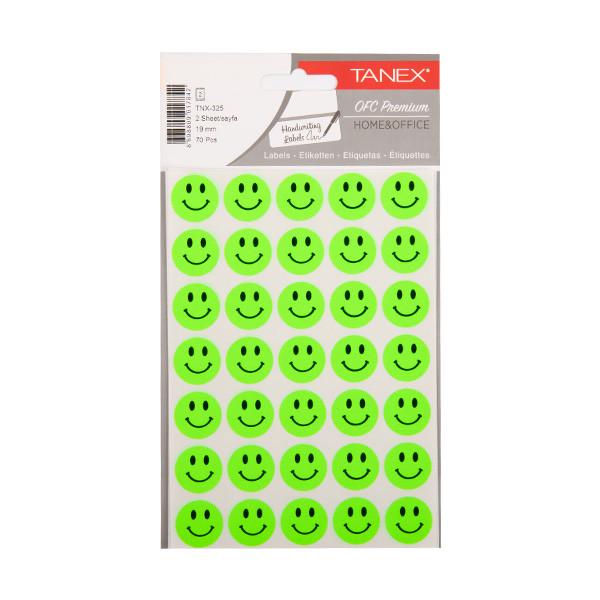 Tanex Smiling Face stickers klein neongroen (2 x 35 stuks) TNX-325 404131 - 1