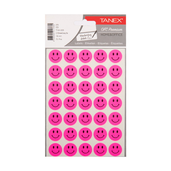Tanex Smiling Face stickers klein neonroze (2 x 35 stuks) TNX-329 404135 - 1