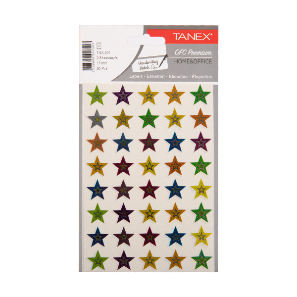 Tanex Stars holografische stickers assorti (2 x 40 stuks) TNX-301 404122 - 1