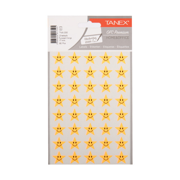 Tanex Stars stickers fluo oranje (2 x 40 stuks) TNX-305 404125 - 1