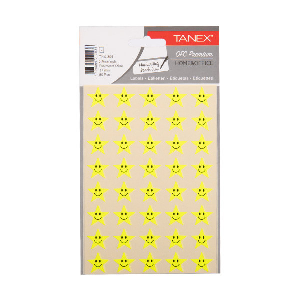 Tanex Stars stickers neongeel (2 x 40 stuks) TNX-304 404124 - 1