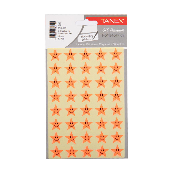 Tanex Stars stickers neonrood (2 x 40 stuks) TNX-303 404123 - 1