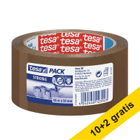 Aanbieding: 12x Tesa Pack Strong verpakkingstape bruin 50 mm x 66 m 202003