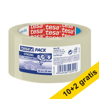 Aanbieding: 12x Tesa Pack Strong verpakkingstape transparant 50 mm x 66 m 202001