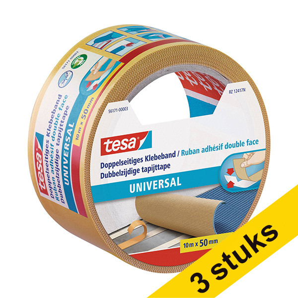 Aanbieding: 3x Tesa 56171 dubbelzijdig tape met schutlaag 50 mm x 10 m 202396 - 1
