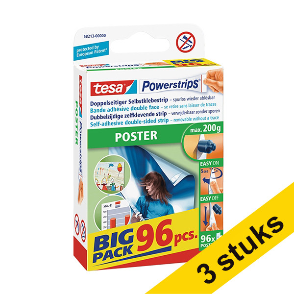 Aanbieding: 3x Tesa Powerstrips poster (96 stuks) 203368 - 1