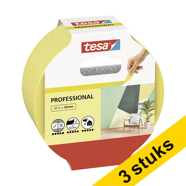 Aanbieding: 3x Tesa Professional schilderstape 30 mm x 50 m 202403 - 1