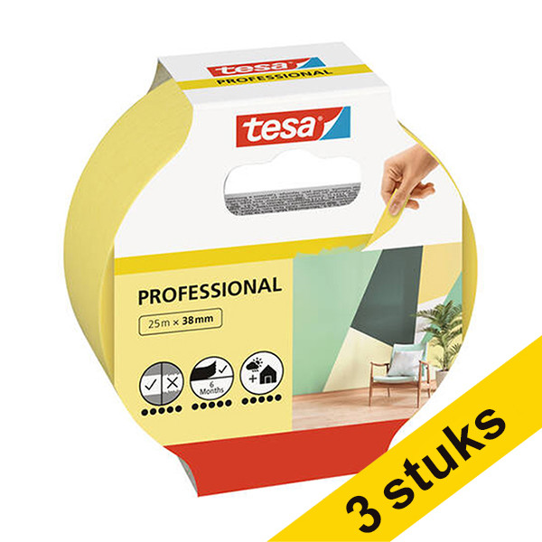 Aanbieding: 3x Tesa Professional schilderstape 38 mm x 25 m 202404 - 1