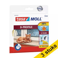 Aanbieding: 3x Tesa TesaMoll Classic D-profiel tochtstrip wit 6 m x 9 mm