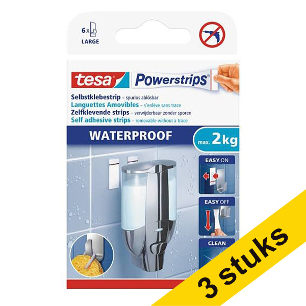 Aanbieding: 3x Tesa large powerstrips waterproof (6 stuks) 203353 - 1