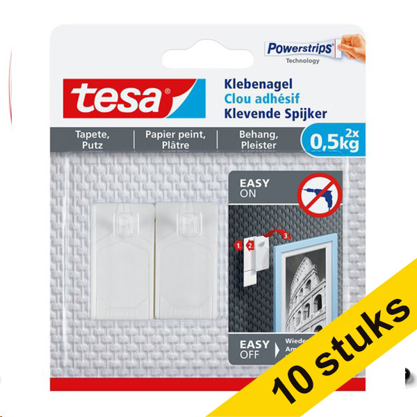 Aanbieding: 5x Tesa klevende spijker voor gevoelige oppervlakken 0,5 kg (2 stuks) 203341 - 1