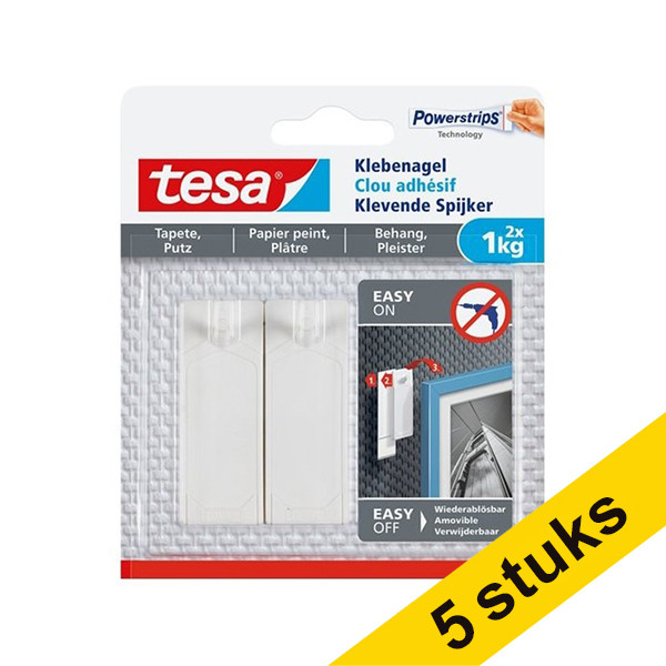 Aanbieding: 5x Tesa klevende spijker voor gevoelige oppervlakken 1 kg (2 stuks) 203342 - 1
