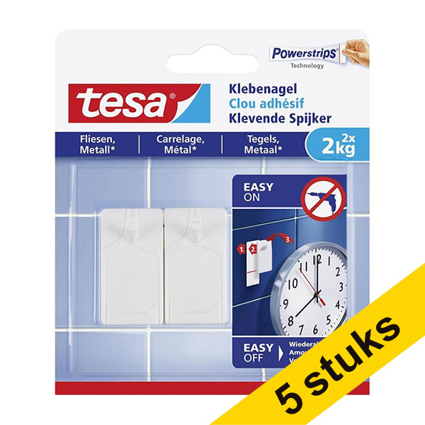 Aanbieding: 5x Tesa klevende spijker voor tegels en metaal 2 kg (2 stuks) 203348 - 1