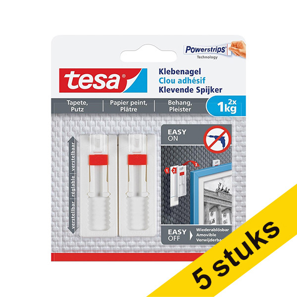 Aanbieding: 5x Tesa verstelbare klevende spijker voor gevoelige oppervlakken 1 kg (2 stuks) 203343 - 1