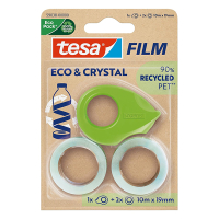 Tesa Eco & Crystal plakband 19 mm x 10 m (2 rollen) + dispenser 203386