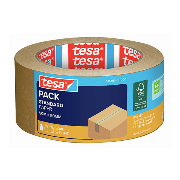 Tesa Eco Paper Standard verpakkingstape bruin papier 50 mm x 50 m (1 rol) 203301 - 1