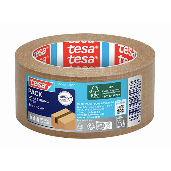 Tesa Eco Ultra Strong verpakkingstape bruin papier 50 mm x 25 m (1 rol) 203382 - 1