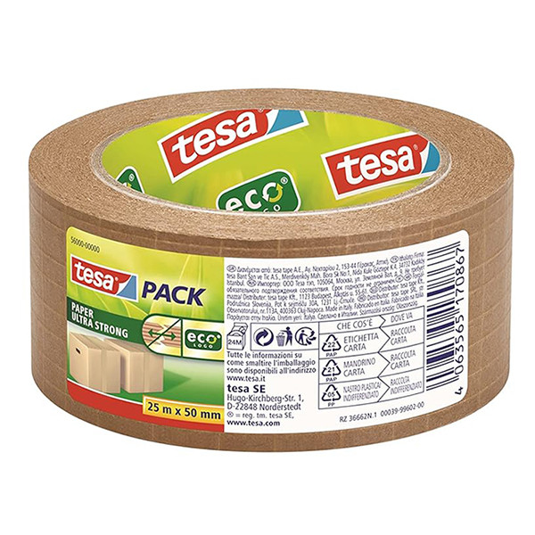 Tesa Eco Ultra Strong verpakkingstape bruin papier 50 mm x 25 m (1 rol) 203382 - 1