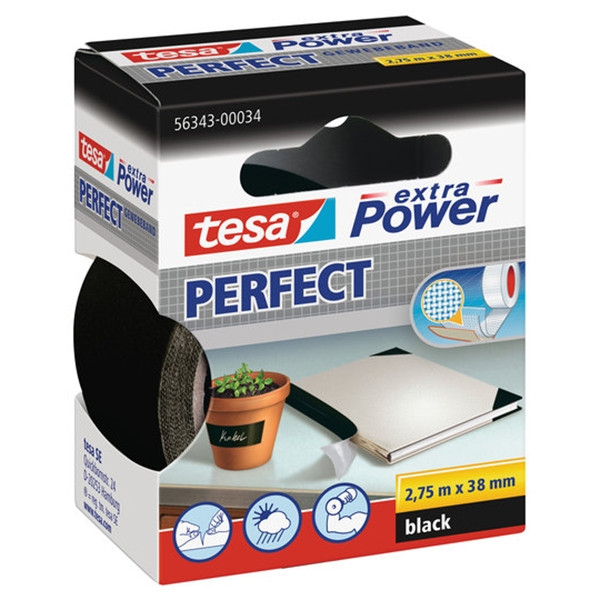 Tesa Extra Power Perfect textieltape zwart 38 mm x 2,75 m 202279 - 1
