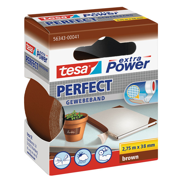 Tesa Extra Power Perfect textieltape bruin 38 mm x 2,75 m 56343-00041-03 202375 - 1