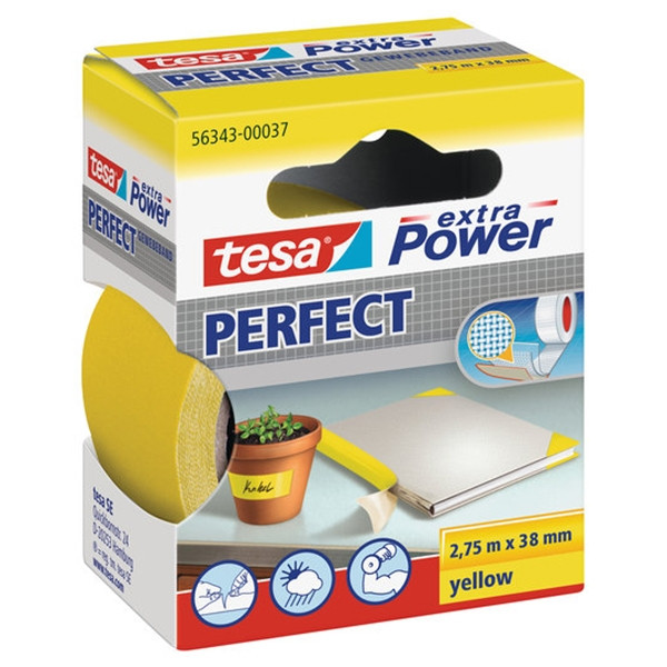 Tesa Extra Power Perfect textieltape geel 38 mm x 2,75 m 202282 - 1