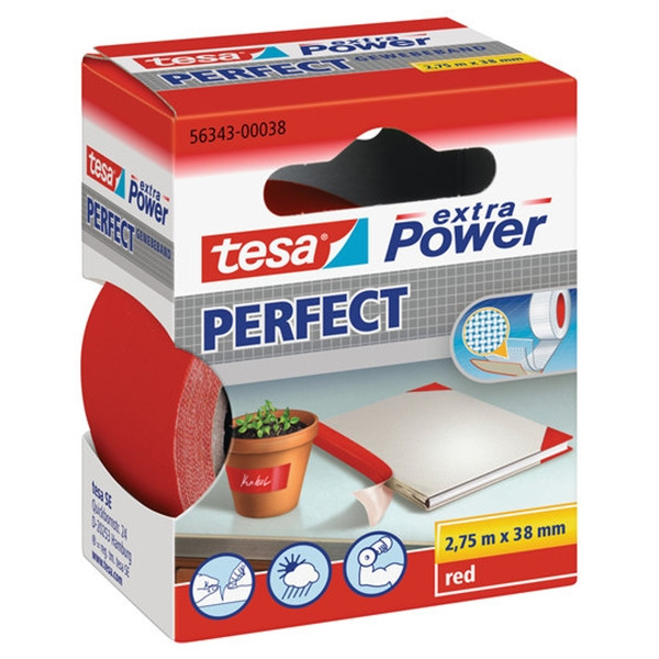 Tesa Extra Power Perfect textieltape rood 38 mm x 2,75 m 56343-00038-03 202283 - 1